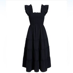 The Ellie Nap Dress - Black Poplin w/ Pocket - Black Poplin / L